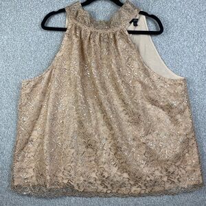 J. Crew metallic lace floral halter top 2X evening formal office shimmer